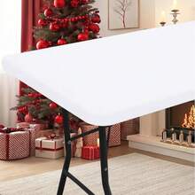 1pc Christmas Polyester Blend Half-Covered Table Cover, Suitable For Various Occasions Decoration