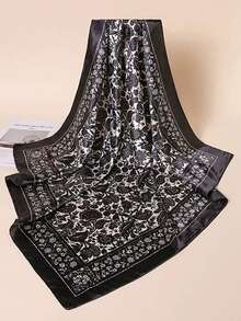 1 件波西米亚风格复古佩斯利和碎花丝绸头巾围巾，轻盈透气披肩，适合春夏休闲和户外穿着发饰秋季头巾柔软头带秋季发带柔软头带，适合礼物冬季度假装女士 - 黑色 - 查看 2