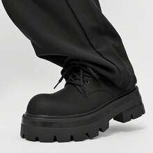 Thick Sole Versatile Height Increasing Derby Shoes  Niche Men's Shoes - 黑色 - 查看 8