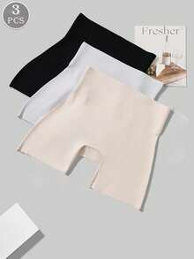 3PCS Seamless Tummy Control Butt Lifter Panties Solid Boyshort Briefs Soft Comfortable Stretch Panties Women's Lingerie Waist Shaping And Buttock Lifting Underwear Norollwaistband Shorts Antiexposure Panty