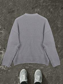 New American Street Style Knitted Sweater, Casual Loose Crew Neck Pullover For Men & Women, Spring/Autumn/Winter - Grey - View 7