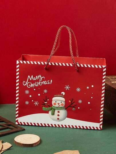 3/12pcs/Pack Christmas Gift Paper Bags, Reusable Candy Cookie Bags For Party Favor, Gift Wrapping Christmas Christmas Decorations Christmas Pajamas Christmas Gifts Christmas Decor
