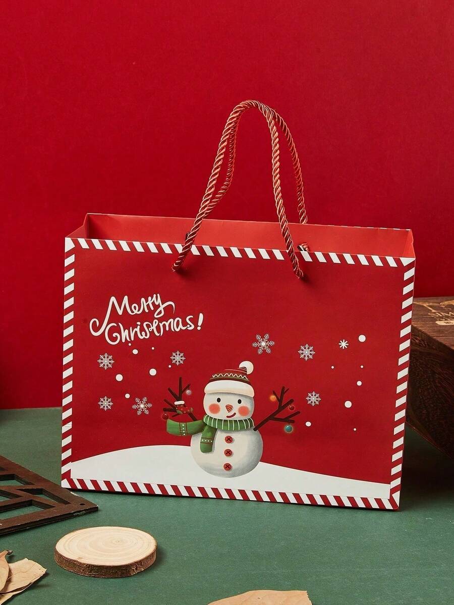 3/12pcs/Pack Christmas Gift Paper Bags, Reusable Candy Cookie Bags For Party Favor, Gift Wrapping Christmas Christmas Decorations Christmas Pajamas Christmas Gifts Christmas Decor