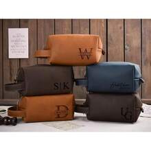 Personalized Leather Toiletry Bag For Men, Groomsmen Gift, Anniversary Gift, Travel Organizer, Leather Accessories, Gift For Dad, Gift For Him, Monogram Toiletry Bag, Gift For Husband, Spring-Collection, Father's Day Gift, Christmas Gift - Multicolor - View 5