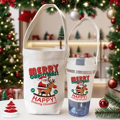 Manchon de tasse à café en canevas festive - Manchon isolé pour boissons chaudes, marchés de Noël et trajets quotidiens