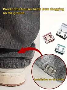 10-1pc Invisible Leg Shortening Clips, Anti-Slip Pants Edge Clips, No-Sew Hidden Buckle For Leg Closure, Anti-Towling Pants Hem Fixing Device, Pants Hem Fixing Clip, Perfect For Tailored Clothing,Suitable For Cuffs, Clothing Corners, Leg Shortening, Anti Slip, Clothing - Multiple Colors - Multicolor - View 1