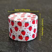 1 件 50 毫米 4 层锌合金金属研磨器，带有可爱的红色草莓图案，吸烟配件，送给女朋友的礼物，节日礼物 - 白色 - 查看 4
