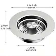 Upgraded 3 In 1 Kitchen Sink Drain Strainer&Sink Stopper,Stainless Steel Pop Up Sink Drain Strainer,Anti-Clogging Basket Strainer,High Durability With Brass Core - 銀色 - 查看 7