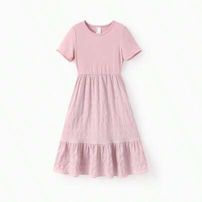 PatPat Kid Girl Ruffled Boho Casual Maxi Dress With Pockets