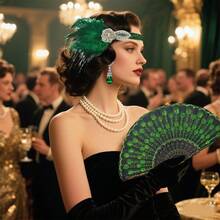 5 件 20 世纪 20 年代复古魅力绿宝石复古宫殿配饰套装，适合茶会、化妆舞会、单身派对、圣帕特里克节、万圣节、圣诞节活动，绿色服装首饰 - A - 查看 3