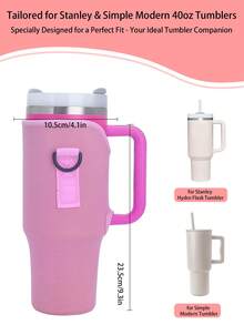 Water Bottle Carrier Bag With Handles Set,With 1 Bow Straw Hat And 1 Butterfly Bracelet, Bottle Bag With Adjustable Shoulder Strap,Compatible With Stanley 40oz 30oz Tumbler With Handle, Cup Accessories , Valentine's Day, Mother's Day, Birthday Gift, Back To School Supplies - Multicolor - View 5