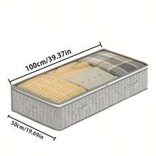 Bed Storage Storage Bag, Transparent Window Clothes And Blanket Storage Bag, Large Capacity Foldable Storage Box, Bed Storage Box With Reinforced Handle Storage Basket - Grey - View 8