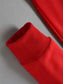 Women's Fashion Casual Sporty  Outdoor Hooded Sweatshirt, Comfortable  Print Sweatshirt, Couple Sweatshirt, Unisex Loose Fit - Red - View 5