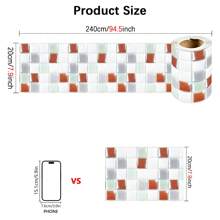 1 Stück selbstklebende PVC Tapete, flaches Mosaik Muster Wandaufkleber, Fliesenaufkleber für Wand, Schrank, Boden, Sockelleiste, geeignet für Zuhause, Küche, Wohnzimmer, Badezimmer, Schlafzimmer, Büro Dekoration