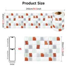 1 Stück selbstklebende PVC Tapete, flaches Mosaik Muster Wandaufkleber, Fliesenaufkleber für Wand, Schrank, Boden, Sockelleiste, geeignet für Zuhause, Küche, Wohnzimmer, Badezimmer, Schlafzimmer, Büro Dekoration