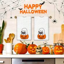 2/4 Pcs Ghost Pumpkin Printed Dish Towels, Halloween Gifts, Halloween Decorations, Super Absorbent Microfiber Modern Towels For Cooking, Baking, Washing Dishes, Cleaning, Hand Towels, Tea Towels, Soft And Highly Absorbent, Kitchen Decor, Gifts For Neighbors, Moms, Birthdays, Housewarming For Friends, Kitchen Essentials, Daily Necessities