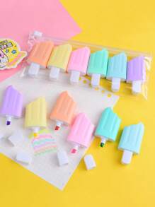 أقلام تحديد إبراز بشكل آيس كريم كرتوني، جوائز للطلاب، مكافآت، هدايا، قرطاسية للعودة إلى المدرسة، مناسبة للاستخدام المنزلي والمدرسي والمكتبي