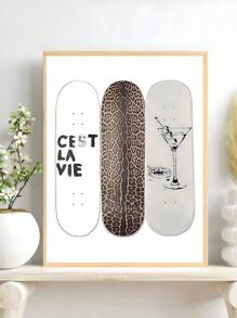 1 件豹纹滑板帆布墙饰、马提尼酒印花酒吧推车墙饰、黑白 Ace 扑克牌海报、复古橄榄色马提尼酒印花酒吧推车墙饰、时髦酒精鸡尾酒印花扑克画、卧室装饰、客厅装饰 - 彩色 - 查看 6