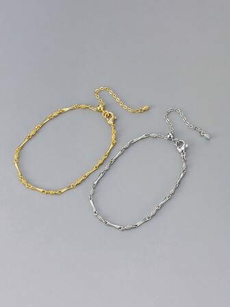 1pc 925 Sterling Silver Simple Bamboo Joints Bracelet Jewelry For Women Elegant Chain Bracelet Fine Jewelry Gift For Sisters Friendship