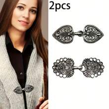 1/2/3/4 件套女士优雅复古毛衣夹套装 - 银色金属胸针，配有开衫和连衣裙扣、围巾扣、披肩别针和领夹，适用于连衣裙和针织配饰 - 彩色 - 查看 33