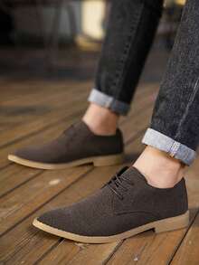 Zapatos casuales para hombres, botas de punta afilada, estilo británico, de cuero ante, Oxford, versátiles para vestir, zapatos de boda