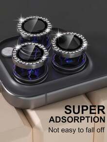 3 piezas Protector de lente de cámara de manzana, hecho de vidrio templado de diamante, adecuado para fotografía nocturna, antirreflejo, protege el lente compatible con iPhone 17/16 Pro/16 Pro Max, compatible con la serie Protector de lente - Negro - Ver 3