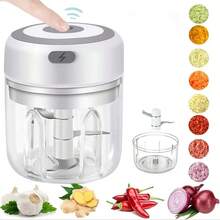 250ml Electric Garlic Grinder, Portable Mini Meat Puree Machine, Electric Food Processing Machine, Garlic Chopper, Onion Vegetable Chopper, Suitable For Chili, Meat, Spices, Garlic, Ginger