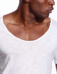 Deep V Neck T Shirt For Men Low Cut Scoop Tee Invisible Tshirt Vee Top - trắng - Xem 10