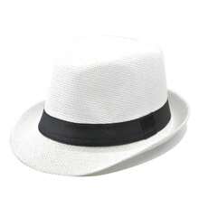 1pc SummerAutumn Breathable Linen Jazz Hat, British Style Casual Gentleman Fedora(Complimentary Hat Holder) - White - View 2