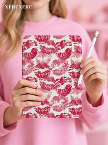 xercxerc Lip Print Pattern With Red And Pink Lipstick Imprints On White Background, PU Cover TPU Back Case, 360-Degree Tri-Fold Stand, Built-In Pen Slot, Shockproof And Drop Protection, Auto Wake/Sleep Function, IPad Air 11inch Case, IPad 10th 9th Generation Case, IPad Pro 12.9/11/10.9 (2025/2024) Case, Galaxy Tab S10+/S9+/S8+ Case, Halloween Fall IPad Case - 白色 - 查看 5