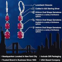 Gem Stone King 3-Stone Leverback Drop Dangle Earrings Women |   925 Sterling Silver |   Gemstone Birthstone |   Oval 8X6MM 7X5MM And 6X4MM |   Fine Jewelry Gifts Her Mom Women Wife - 紅寶石,七月 - 查看 2