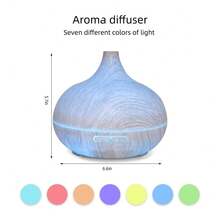 Wood Grain Aromatherapy Diffuser, 550ml Ultrasonic Humidifier, Remote, Silent, 6 Oils - Màu be - Xem 3