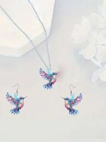 1 Pair Of Colorful Honeyeater Earrings, Acrylic Material With Stainless Steel Ear Hooks, Elegant And Cute Style, Suitable For Daily Wear, Little Bird Earrings - Blue - View 3