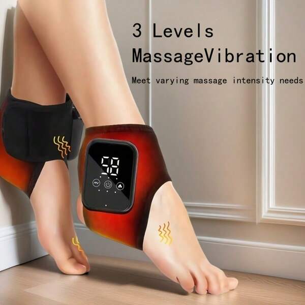 RAF Ankle Massager With 3 Speed Vibration, 2000mAh Rechargeable Battery, LCD Display, USB Charging, Comfortable Design And Portability, Suitable As Gift For Mom, Family And Friends