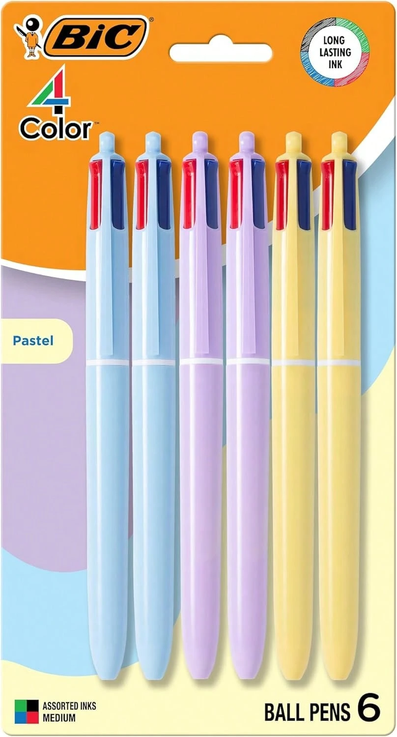 BIC 4-Color 3+1  Ballpoint Pen With Red, Blue,  Ink And 0.7 Mm Mechanical Pencil, 1-Count In Assorted Ink - Pastel Barrels - 查看 1