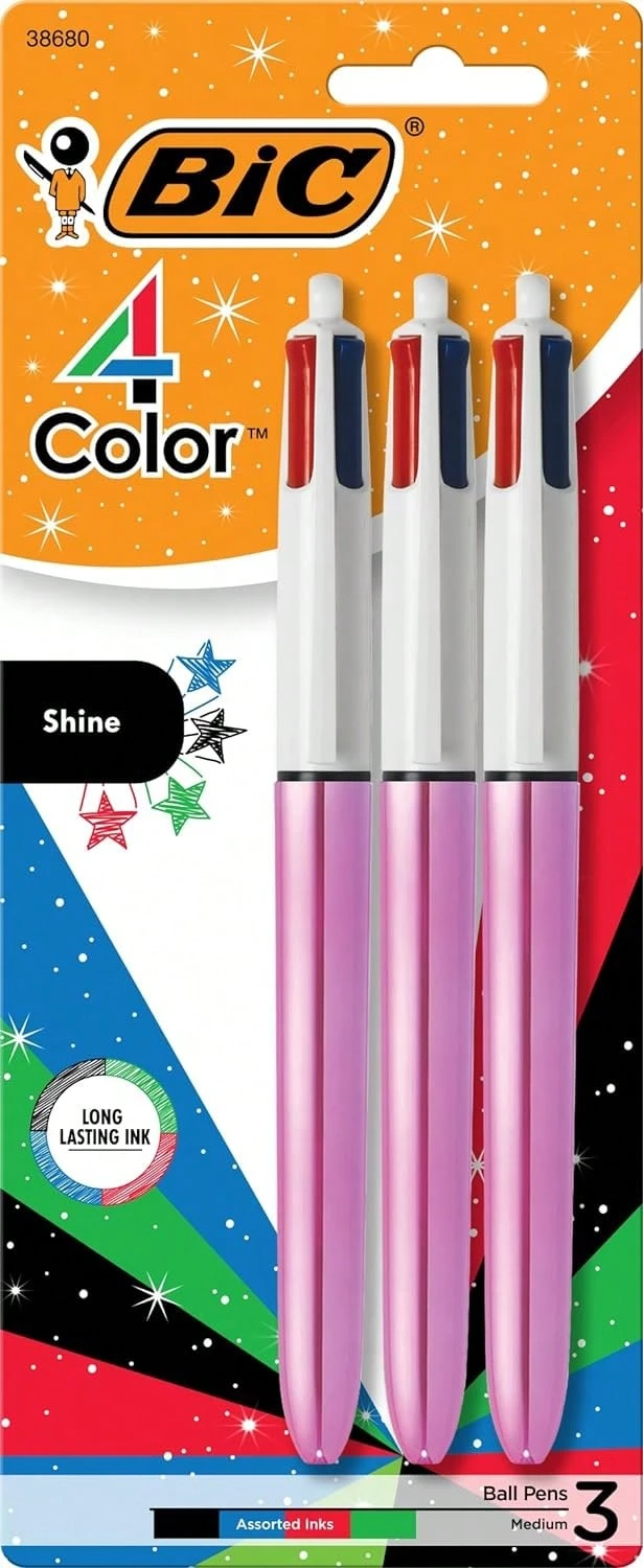 BIC 4-Color 3+1  Ballpoint Pen With Red, Blue,  Ink And 0.7 Mm Mechanical Pencil, 1-Count In Assorted Ink - 粉紅色金屬桶 - 查看 1