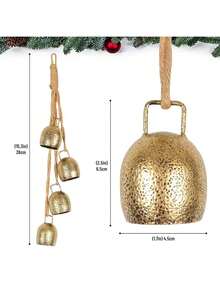 Decorative Bells, Christmas Decorative Bells, Metal Indoor And Outdoor Blessing Bells, 4-Piece Sets Of Harmony Bells, Vintage Handmade And Rustic Lucky Christmas Bells Hang On The String Home Decor Christmas Decorations Room Decor Winter Christmas Decorations Home Christmas Gifts Christmas Decor - Multicolor - View 2