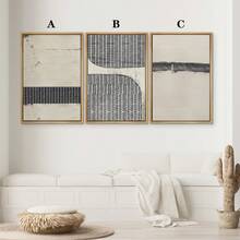 1/3 piezas Opcional Juego de arte de pared con impresión en lienzo con marco de madera en patrones negro, marrón, a cuadros, poligonales, formas abstractas para decoración del hogar, cómodo, neutro, decorativo, simplicidad moderna, adecuado para decoración de paredes en salas de estar, dormitorios y oficinas