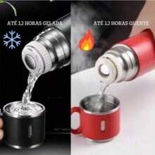500ml Stainless Steel Vacuum Bottle Thermal Kit + 3 Cups For Hot Or Cold Drinks - Màu xanh lá - Xem 6