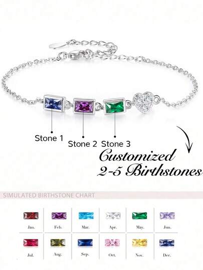 1pc Customized Birthstone Bracelet, Personalized Birthstone Jewelry Gift For Mom, Grandma, Family Birthstone Letter Bracelet, Mother's Day Gift, Expecting Mom Gift