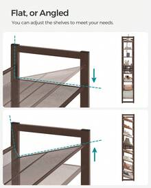 SONGMICS Shoe Rack, 8-Tier Shoe Organizer, Metal Rack For Garage, Set Of 2, 4-Tier Stackable Shelf, With Adjustable Flat Or Angled Shelves, 32-40 Pairs - màu nâu - Xem 3