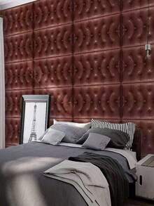 4pcs 3D Sticker Embossed XPE Foam Wallpaper, Waterproof & Moisture-Proof Faux Leather Texture, Headboard Anti-Collision Soft Pad Removable Wall Sticker, Reusable & Cuttable, Suitable For Bedroom & Living Room Wall Decor, Sound Insulation Thick Wall, Home Decor Wall Paper