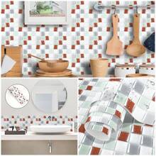 1 Stück selbstklebende PVC Tapete, flaches Mosaik Muster Wandaufkleber, Fliesenaufkleber für Wand, Schrank, Boden, Sockelleiste, geeignet für Zuhause, Küche, Wohnzimmer, Badezimmer, Schlafzimmer, Büro Dekoration