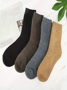 3 Pairs Random Color Unisex Warm Socks, Comfortable Thick Warm Socks For Winter, Christmas Gift For Grandparents And Parents