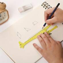 5 件动物形状尺子 - 熊猫、长颈鹿、鲨鱼、狗和猫图案 - 亚克力材质 - 彩色 - 查看 12