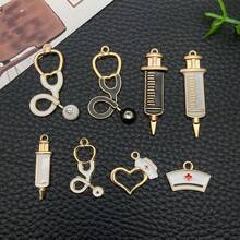 12/20pcs Mixed Antique Silver Alloy Enamel Medical Nurse Cap Stethoscope Charm DIY Pendant For Jewelry Making Craft Supplies Gift Jewelry For Nurse Doctor - Multicolor - View 14