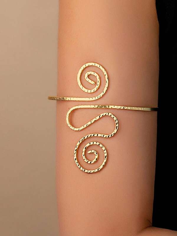 سوار معدني بتصميم ملاحظة موسيقية ملساء وأنيقة، إكسسوار ذراع هندسي مجوف قابل للتعديل، مناسب للارتداء اليومي