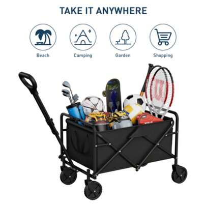 Foldable Garden Wagon Cart Portable Camping Trolley ,Outdoor Multi-Function Foldable Carts Wagon For Beach Or Shopping Utility Heavy Duty Large Capacity Folding Wagon Shopping Beach Garden Pull Trolley Collapsible Folding Outdoor Portable Camping Cart