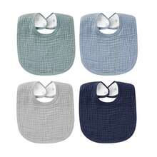 Set de 6/4/2 baberos de algodón suave y liso para bebés, adecuados para niños y niñas, baberos grandes y absorbentes para la dentición y la babeo