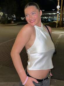 Women Y2K Style Satin Camisole Tank Top, Cute Streetwear, Yellow Backless Summer Camisole